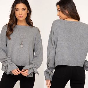 Wrist tie crop sweater